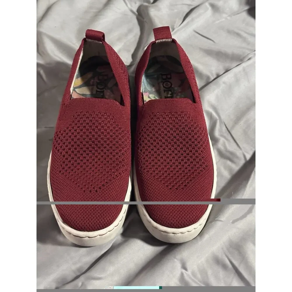 Born Solstice Red Scarlet Knit Fabric Slip On Flats Womens Size 7.5 Casual Shoes
